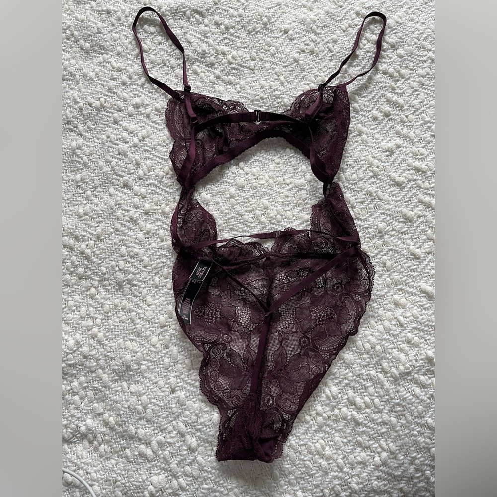 Victoria’s Secret lingerie bodysuit lace plum